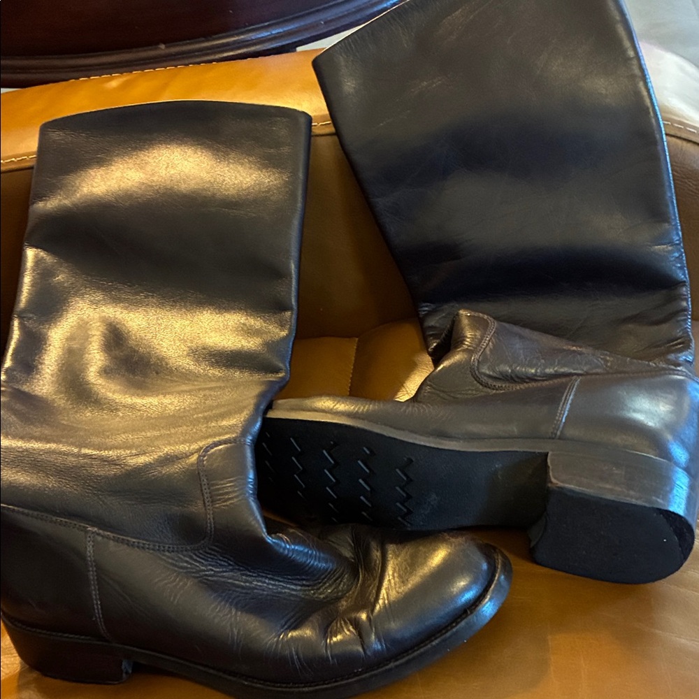 Dark Brown Leather Knee-High Boots